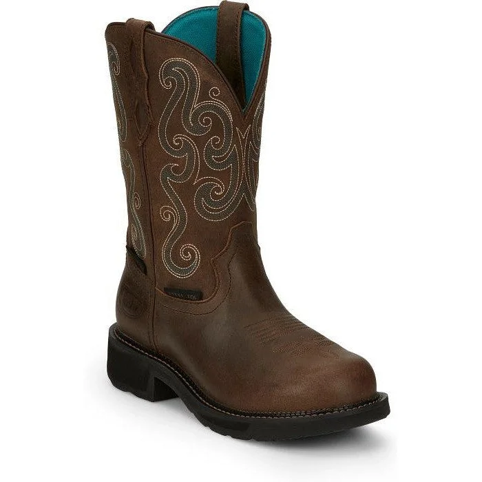 Big Discounts Justin Women's Tasha 11" ST WP Western Work Boot -Brown- GY9991