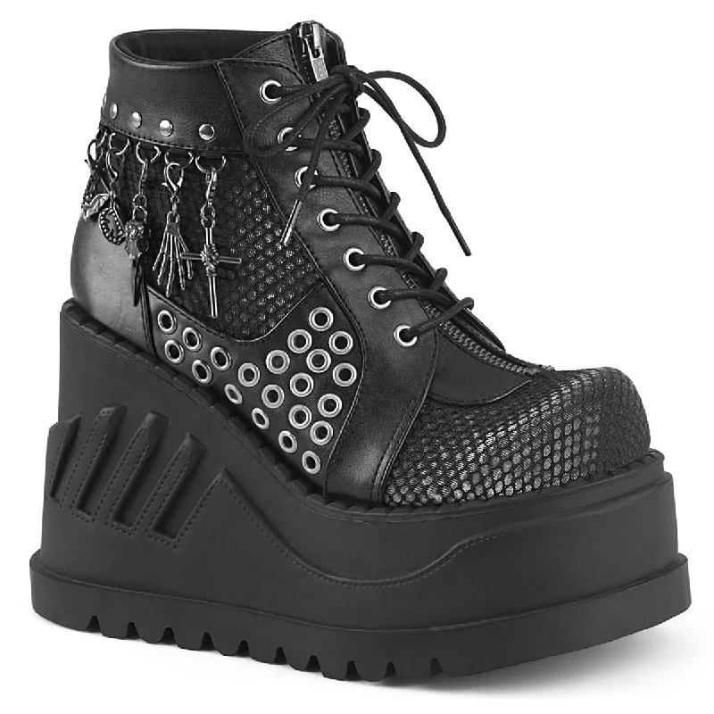 Sustainable Footwear Sale Demonia STOMP-18 | Black & Grey V. Leather & Velvet Ankle Boots Sustainable Footwear Sale Demonia STOMP-18 | Black & Grey V. Leather & Velvet Ankle Boots