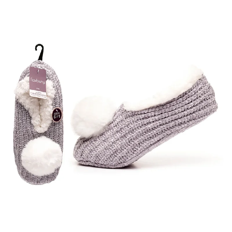 Snag Fabulous Fashion Bargains Foxbury Womens Chenille Footies Slippers Socks Sherpa Lining