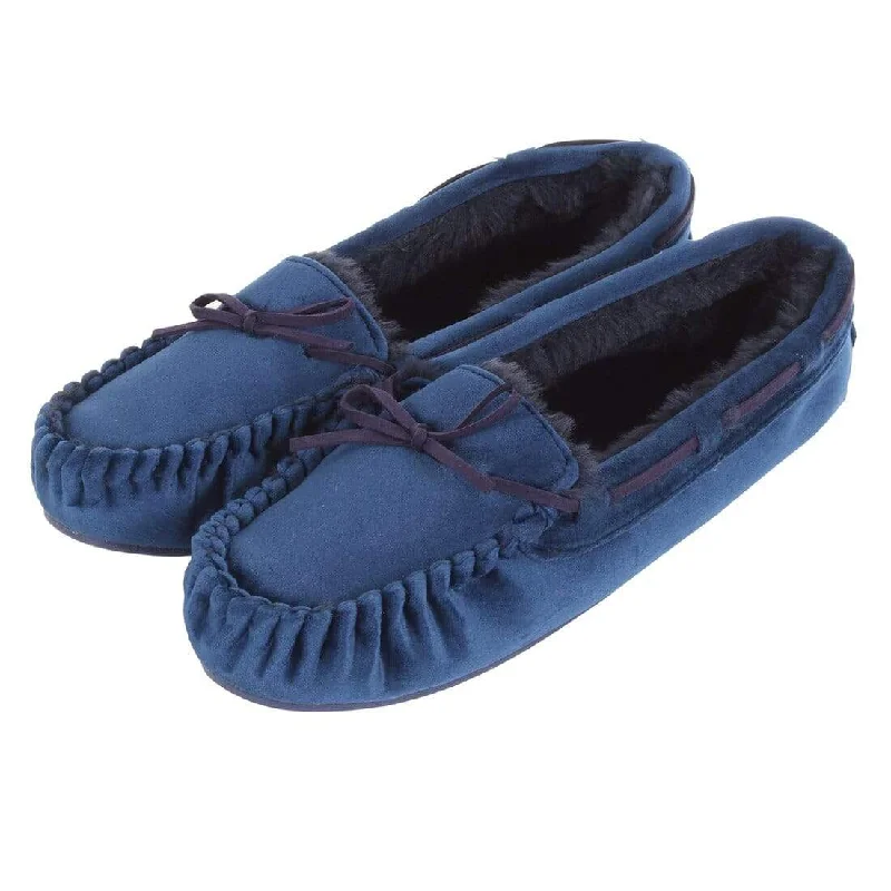 Bold Fashion Womens Moccasin Slippers Luxury Velour Fur Lining Non-Slip