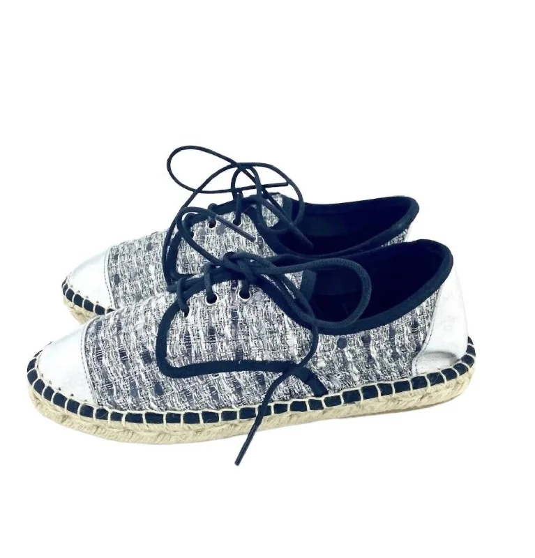 Easy Elegance Sales Women's Lace Up Espadrille Shoes In Silver