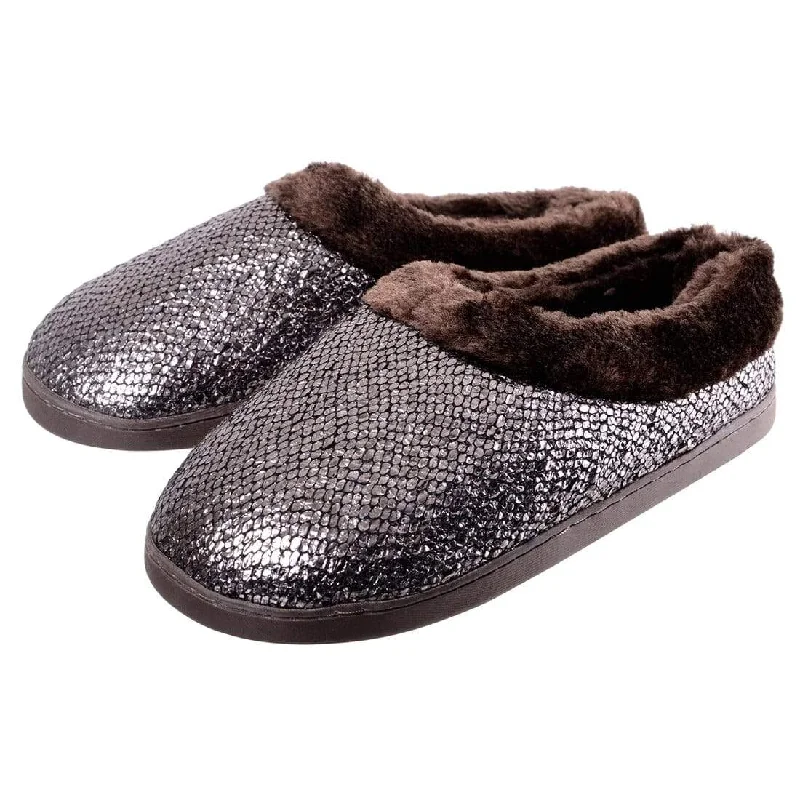 Style Breakthroughs Womens Chloe Slip On Mule Slippers With Faux Fur Lining
