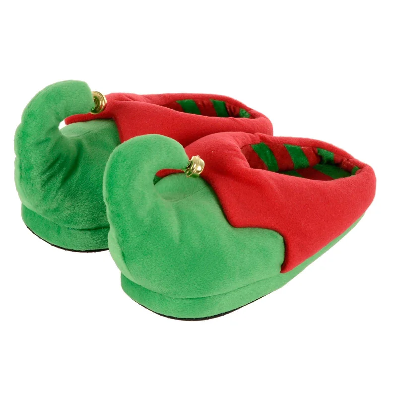 Ride The Style Wave Womens Christmas Elf Slippers Jingle Bells Green Red