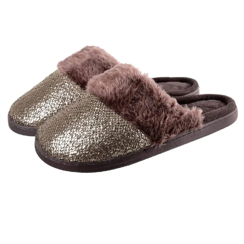Chic Trends Unveiled Womens Coco Slip On Mule Slippers With Faux Fur Lining