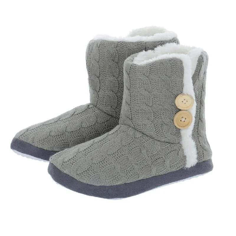 Unleash Your Style Womens Cable Knit Bootie Slipper With Non Slip Soles