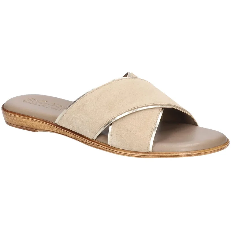 Weekend Exclusive Bella Vita Womens TAB Suede Cushioned Footbed Slide Sandals