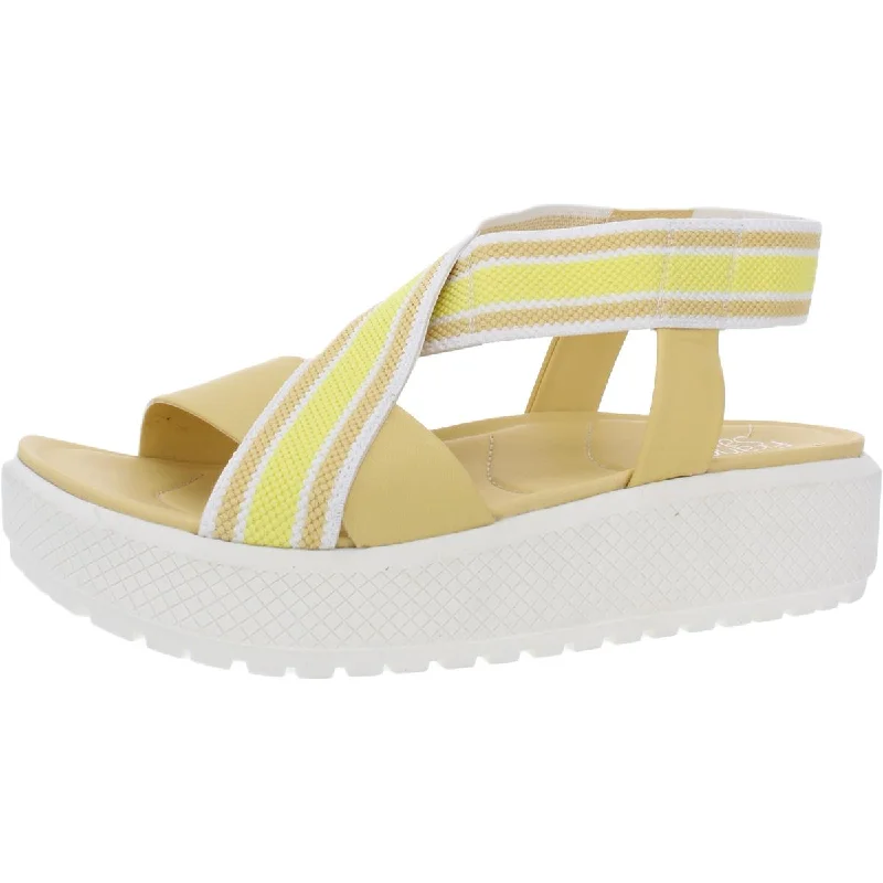Special Offer Franco Sarto Womens Niko Leather Slip On Wedge Sandals
