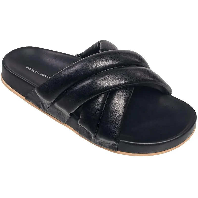 Fast Fashion Favorites Hayden Womens Vegan Leather Footbed Slide Sandals