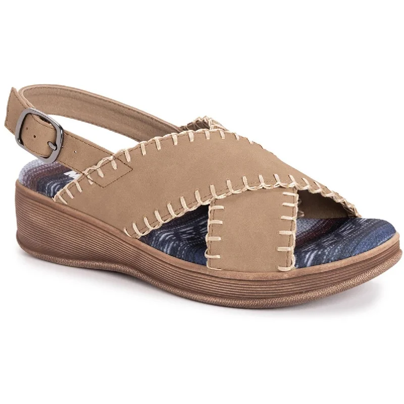 Feminine Luxe Style Sale Muk Luks Womens City Highrise Faux Suede Criss Cross Front Slingback Sandals