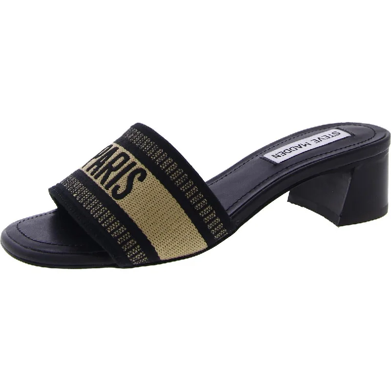 Stay Ahead In Style Steve Madden Womens Knoxie Faux Leather Embroidered Slide Sandals Stay Ahead In Style Steve Madden Womens Knoxie Faux Leather Embroidered Slide Sandals