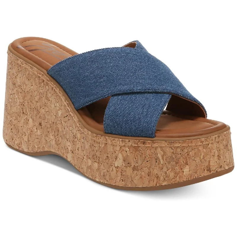 Trend Leading Collection Zodiac Womens Nessa Flower Faux Leather Slide Platform Sandals