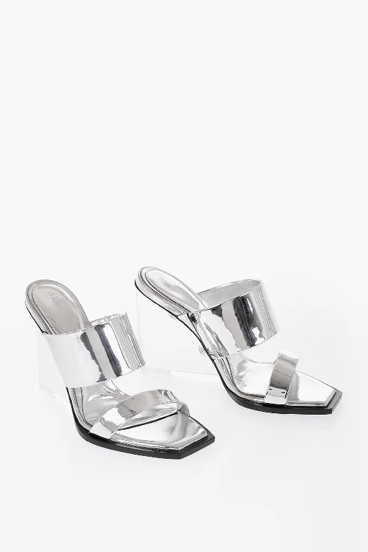 Refined Fashion Sale Alexander Mcqueen Metallic Effect Sandals With Clear Wedge 10 Cm