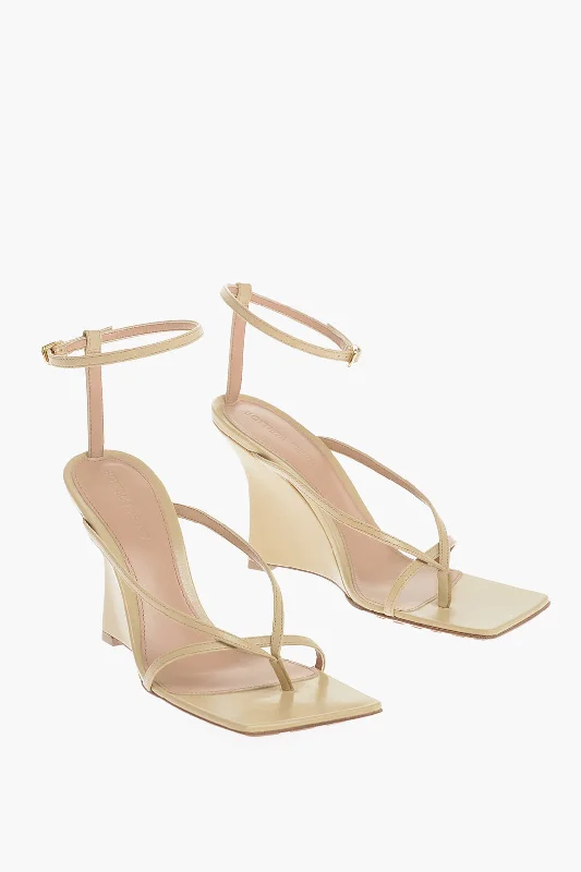 Limited Time Special Offer Bottega Veneta Squared Leather Sandals Wedge 10Cm