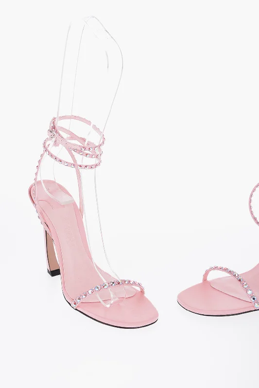 Romantic Chic Deals Piferi Satin Ankle-Strap Sandals With Rhinestone Embellishment Heel