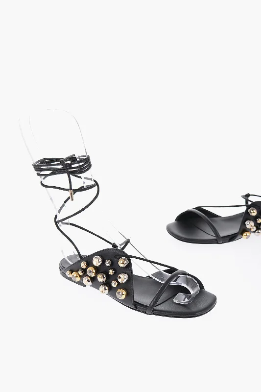 Low Price Special Stella Mccartney Vegan Leather Sandals With Rhinestones Detail