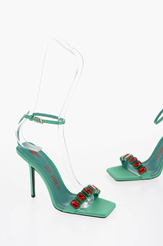 Must Haves The Attico Satin Sierra Ankle-Strap Sandals With Jewels Heel 11.5Cm
