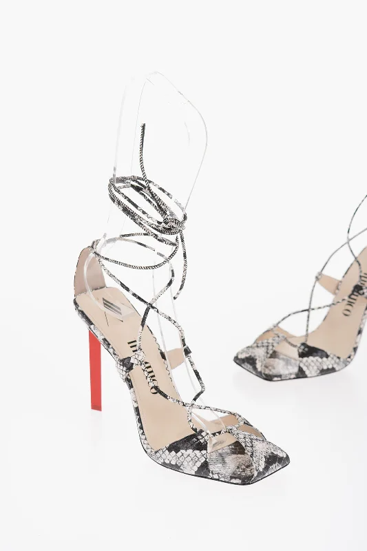 Vintage-Modern Style Offers The Attico Snake- Effect Leather Adele Lace-Up Sandals 10,5Cm