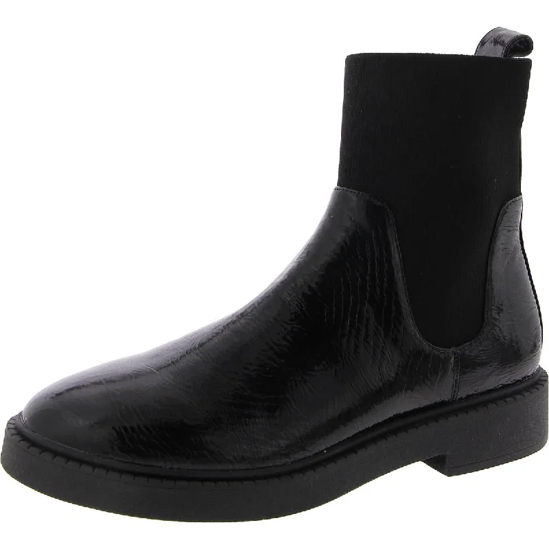Ultra-Soft Flats Deal Womens Patent Pull On Chelsea Boots