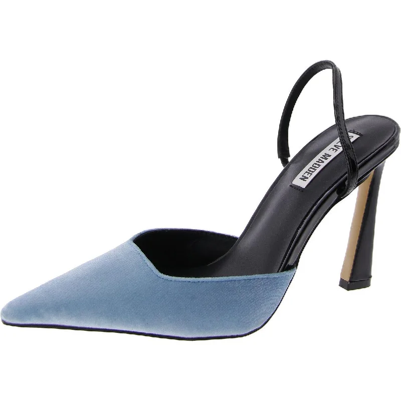 Comfortable Durable Shoes Drew Womens Velvet Patent Leather Slingback Heels