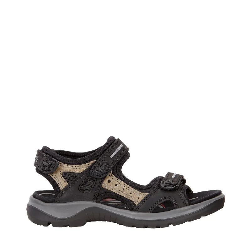 Premium Style Ecco Women's Yucatan Sandal in Black/Mole/Black